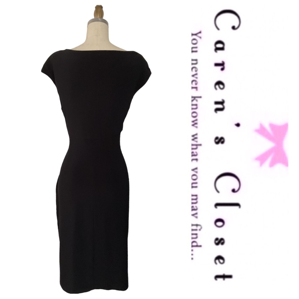 Lauren by Ralph Lauren Black Stretch Sleeveless Surplus Ruched Sheath Dress - Picture 5 of 7